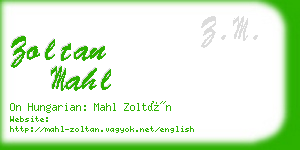 zoltan mahl business card